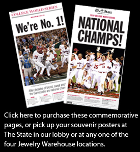 Purchase historic pages from our coverage of the Gamecocks' College World Series title.